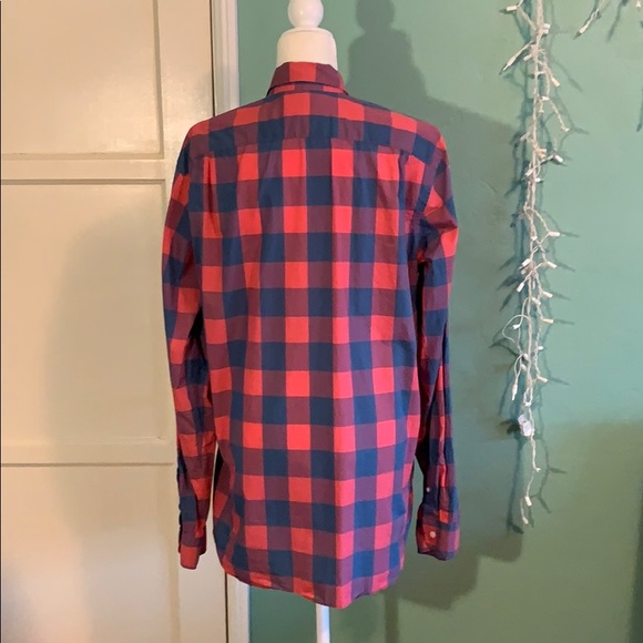 Men’s Plaid Shirt - Red/Grey Blue - Picture 4 of 4